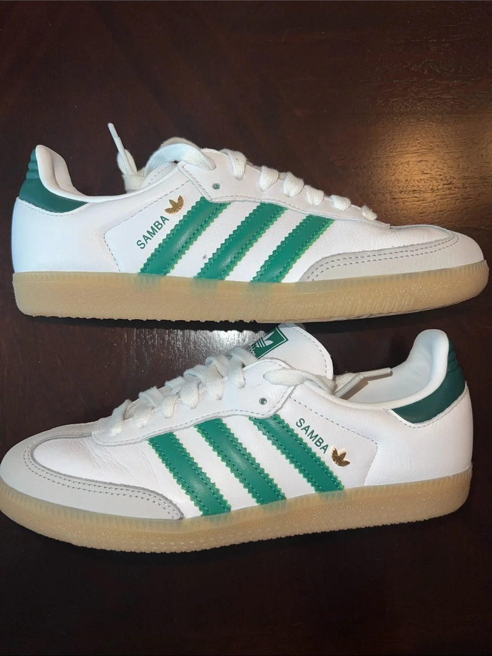 Adidas OG  Samba Classic Sneakers — White with Green Stripes